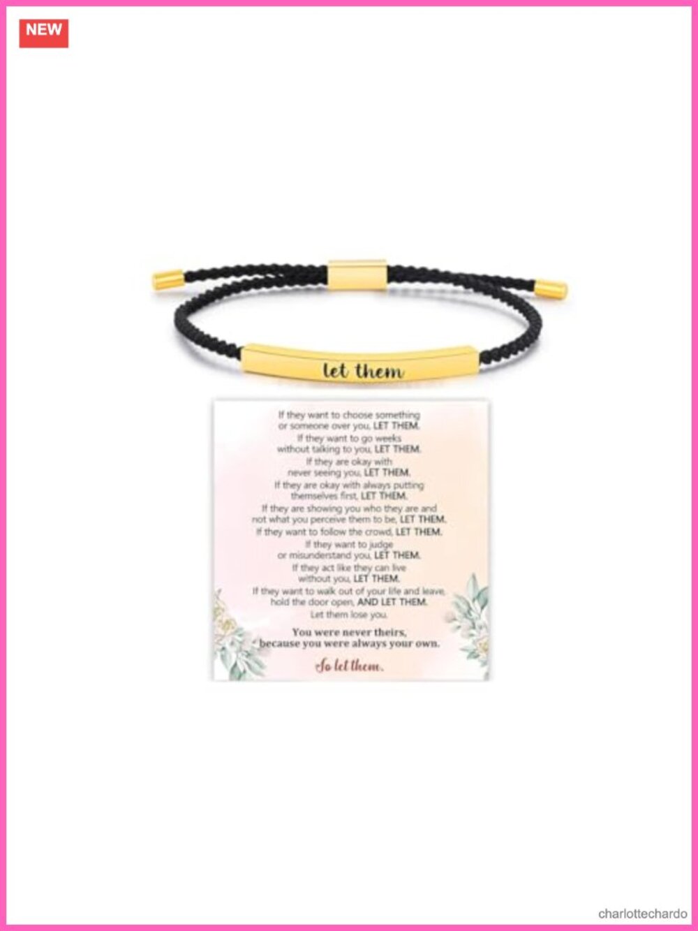 Let Them Tube Bracelet Stainless Steel Braided Rope Adjustable Inspirational